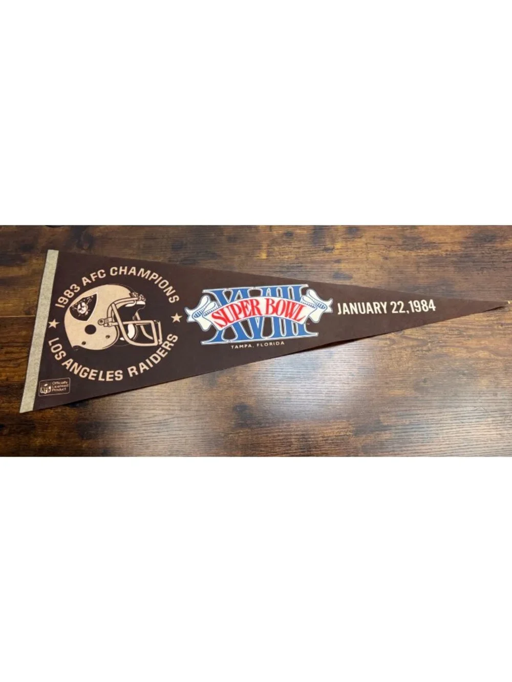 1984 Los Angeles Raiders Super Bowl XVIII Champions Pennant Vintage NFL 30 inche